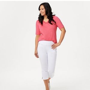 🆕️ Belle by Kim Gravel Regular Flexible Capri Jeans Size 12 White A350526